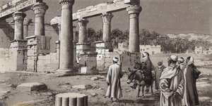 Egyptin raunioitunut temppeli (guassi paperille)