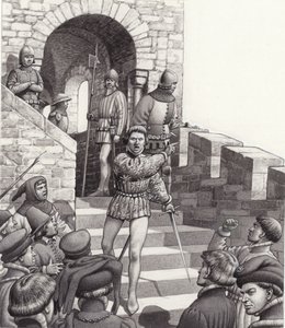 Coluccio Salutai Firenzessä (guassi paperille)