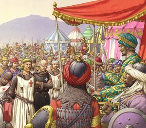 Saladin määrää 200 temppeliritarin ja hospitaaliritarin teloitettavaksi (gouassia paperille).