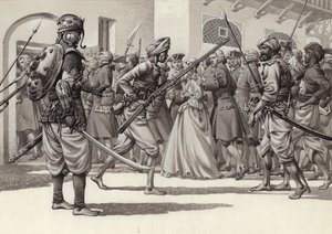 Brittisotilaat pakotetaan Kalkutan mustaan aukkoon (guassi paperille)