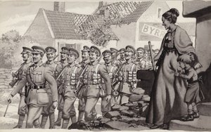 Brittisotilaat marssivat (guassi paperille)