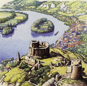 Chateau Gaillard, joka tunnetaan myös nimellä New Castle of the Rock (guassia paperille).
