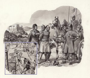 Ristiretkeläiset Turkissa 1100-luvulla (guassi paperille).
