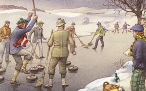 Curling Skotlannissa (guassia paperille) tekijältä Pat (1907 95) Nicolle