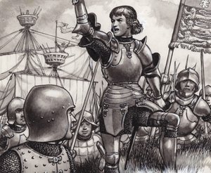 Edward, Marchin jaarli, laskeutuu Ravenspuriin vuonna 1471 (guassi paperille).