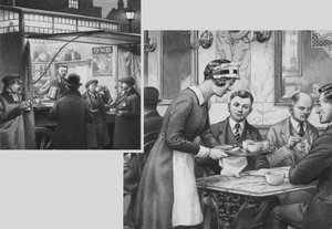 Edvardiaaninen kahvikioski ja teehuone (guassi paperille) tekijältä Pat (1907 95) Nicolle