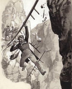 Henry Creswicke Rawlinson Behistunissa (guassi paperille)