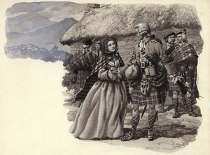 Prinssi Charles Stuart, nuori pretendentti, ja Flora Macdonald (guassi paperille) tekijältä Pat (1907 95) Nicolle