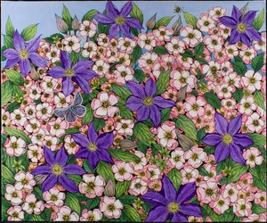 Purppurapilkku, 2011 (akryyli kankaalle) tekijältä Pat Scott