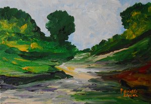 Kävely Enneryssä, 2016 (akryyli taululla) tekijältä Patricia Brintle