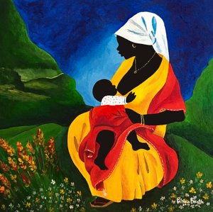Äitiys, 2019 (akryyli puulle) tekijältä Patricia Brintle