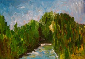 Winding river, 2009 (akryyli puulle) tekijältä Patricia Brintle