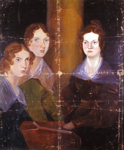 Kolmen Bronten sisaruksen muotokuva: Charlotte Bronte (1816-1855), Emily Bronte (1818-1848) ja Anne Bronte (1820-1849), englantilaiset kirjailijat. Heidän veljensä Branwell Patrick Bronten (1817-1848) maalaus. 1834.