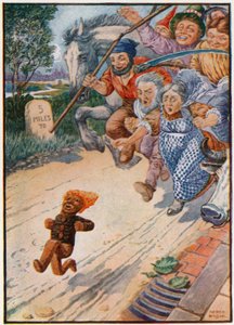 "Et saa minua kiinni, minä olen piparkakkumies!" (väri litho)