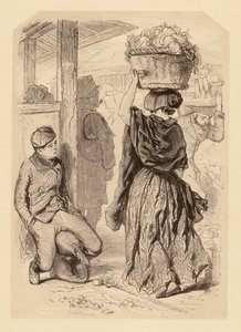 Gavarni Lontoossa: Covent Garden Market (litografia)