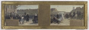 Hôtel de Villen prefektin toimiston luonnos: Joukkojen poistuminen Pariisin piirityksen aikana vuonna 1870. tekijältä Paul Albert Baudouin