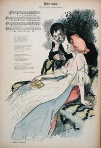 Neurosis, kuvitus Jean Grandeaun runoon, n. 1896 (värilitho) tekijältä Paul Balluriau