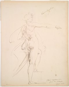 Apollon tutkimus Marsyasille (recto); Kasvot profiilissa (käänteinen) tekijältä Paul Baudry