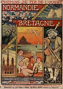 Länsi rautatiet. Normandia, Bretagne, 1900.