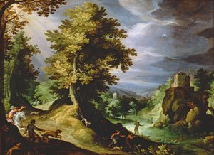 Maisema peuranmetsästyksen kanssa, 1591