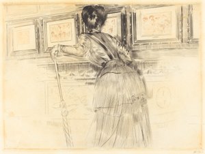 Watteausin edessä Louvressa tekijältä Paul Cesar Helleu