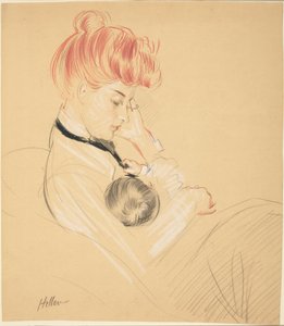 Madame Helleu Cradling Paulette sylissään tekijältä Paul Cesar Helleu