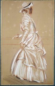 Valkoisen naisen muotokuva. Paul Helleun (1859 - 1927) piirros, 1900-luku. Bayonne, Musee Bonnat tekijältä Paul Cesar Helleu