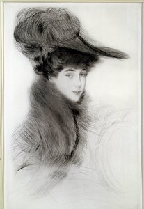 Malboroughin herttuattaren muotokuva. Piirustus Paul Helleu (1859-1927), 1900-luku. Bayonne, Musee Bonnat tekijältä Paul Cesar Helleu