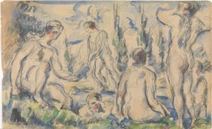 Kylpijöitä (etupuoli); Maisema (kääntöpuoli) tekijältä Paul Cézanne