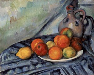 Hedelmät ja kannu pöydällä tekijältä Paul Cézanne