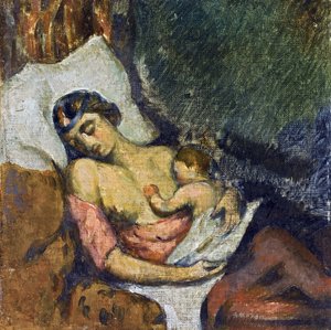 Hortense allaitant Paul - Nainen imettää lastaan par Cezanne, Paul (1839-1906), n. 1872 - Öljy kankaalle, 23,2x23,2 - Yksityiskokoelma tekijältä Paul Cézanne