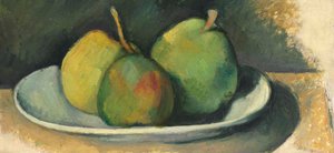 Päärynät valkoisella lautasella (öljy kankaalle) tekijältä Paul Cézanne