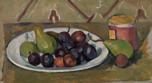 Lautas hedelmillä ja säilöntäastia tekijältä Paul Cézanne