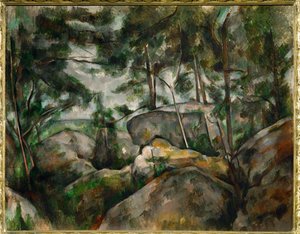 Kiviä metsässä (maalaus kankaalle) tekijältä Paul Cezanne