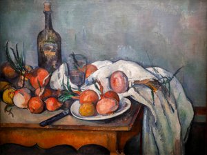 Asetelma sipulilla 1896-1898 (Öljy kankaalle) tekijältä Paul Cézanne