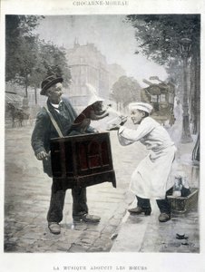 Musiikki pehmentää moraalia, Chocarne-Moreaun maalaus n. 1900