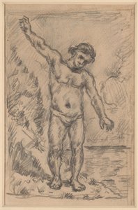 Uimari ojennetuin käsivarsin (etusivu); Puustutkimus (kääntöpuoli). tekijältä Paul Cézanne