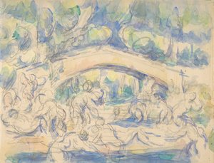 Kylpylät sillan alla recto, 1900-06. tekijältä Paul Cézanne