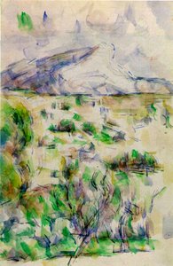 Mont Sainte Victoire les Lauvesista, 1902-06 (wc ja lyijykynä paperille) tekijältä Paul Cézanne