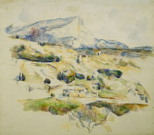 Mount Sainte Victoire katselee kohti Lauves; Sainte Victoire -vuori Lauvesilta nähtynä, n. 1902-1906 tekijältä Paul Cézanne