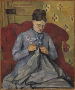 Taiteilijan vaimon muotokuva - Taiteilijan vaimon muotokuva, kirjoittanut Cezanne, Paul (1839-1906). öljy kankaalle tekijältä Paul Cézanne