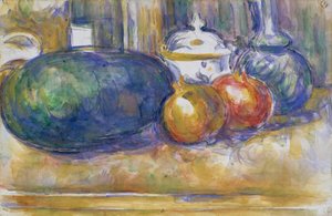 Asetelma vesimelonin ja granaattiomenoiden kanssa, 1900-1906. tekijältä Paul Cézanne
