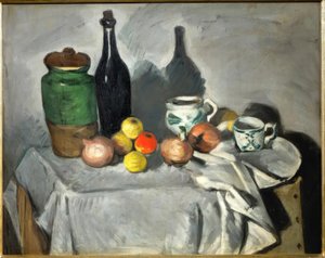 Stilleben (Früchte und Geschirr) tekijältä Paul Cézanne