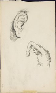 Tutkimuksia Luca Signorellin jälkeen: korva ja mieshahmo, n. 1877-80 tekijältä Paul Cézanne
