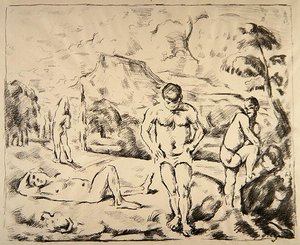 The Bathers, n. 1898 (litho) tekijältä Paul Cézanne