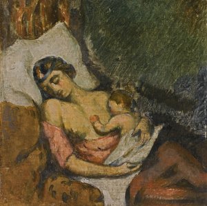 Nainen imettää lastaan, noin 1872 tekijältä Paul Cézanne