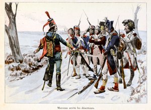 Marceau arrete des deserteurs: Francois-Severin Desgraviers Marceau (1769-1796) pidätti republikaanien armeijan sotilaita Vendeessä (85) - Emile Boutignyn (1853-1929) kuvitus teoksessa "Hoche-Marceau-Desaix" ( kirjoittaja Theodoreaix) 1854-1928) - Yksityin