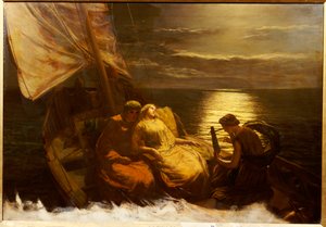 Glaucuksen ja Ionen pako, sokean tytön Nydian kanssa, Pompejista, 1860