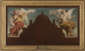 Saint-Etienne-du-Montin kirkon luonnos: Deux anges assis, 1874 (öljy kankaalle). tekijältä Paul Felix Guerie