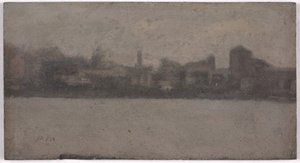 Thames Batterseassa (öljy akatemian laudalle) tekijältä Paul Fordyce Maitland
